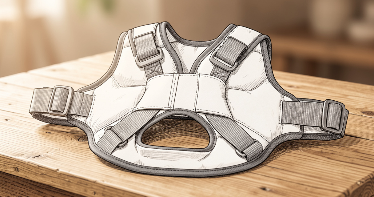Gilet de protection équitation pour enfant, détail des sangles d'ajustement et coque dorsale