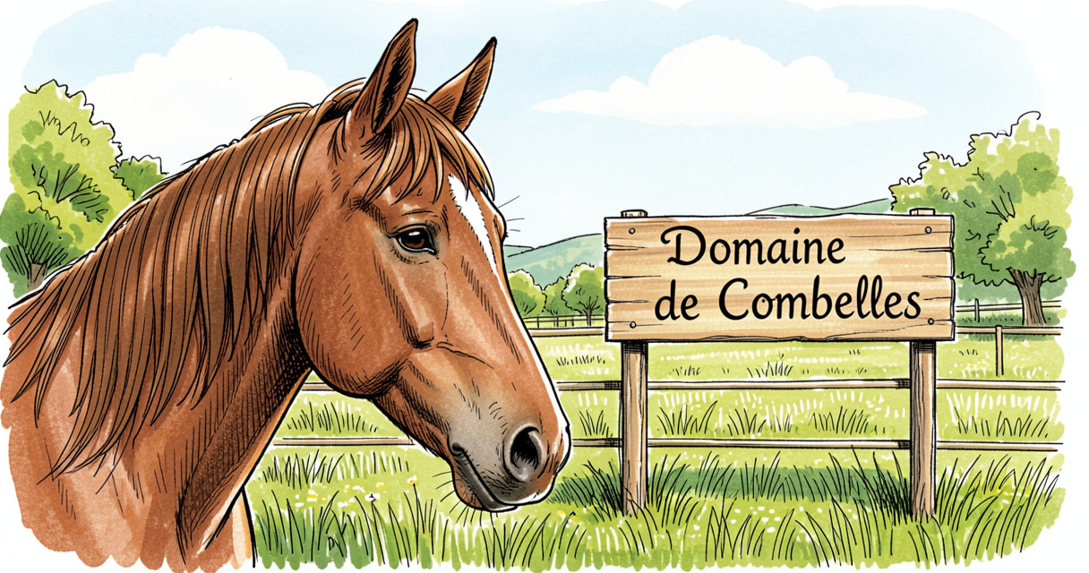 Cheval en paddock au Domaine de Combelles centre équestre en Aveyron