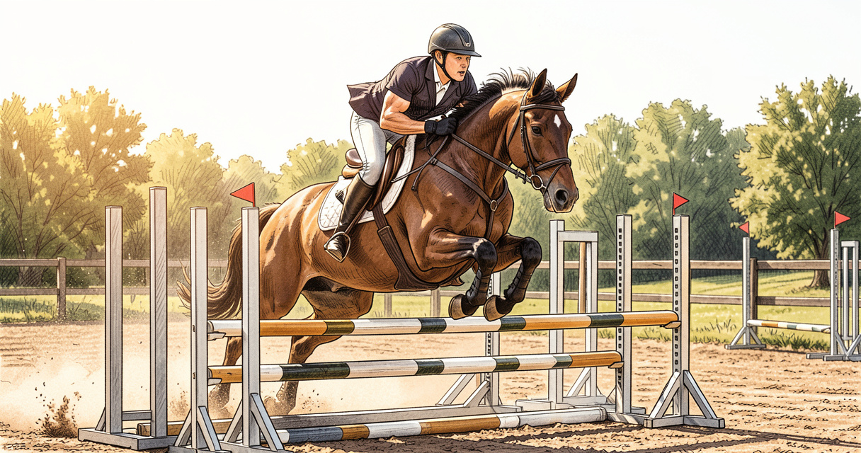 Une cavalière en CSO : l'équitation est un sport de précision et d'effort