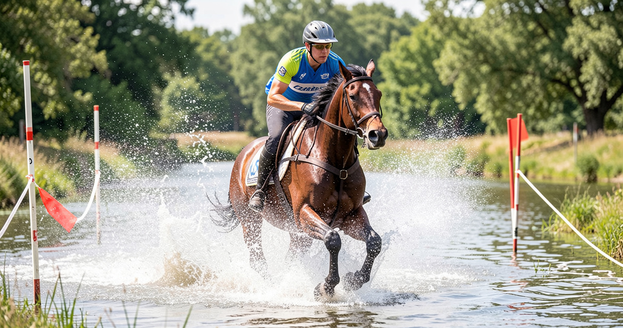 Cross à cheval dans l'eau : preuve que l'équitation est un sport complet